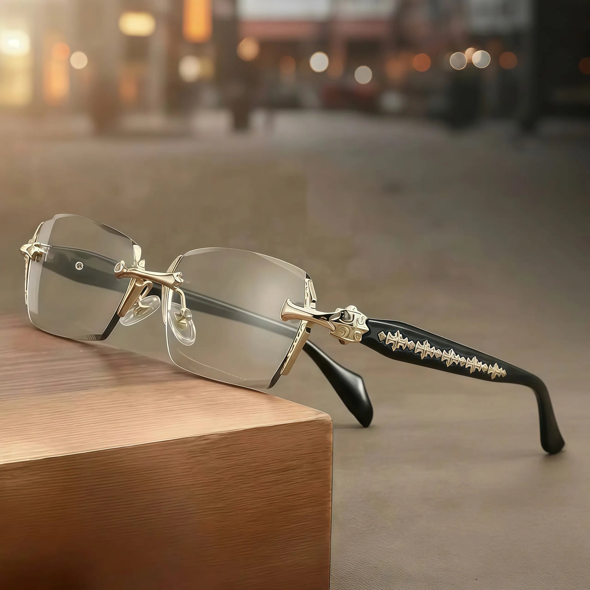 Eunoialens Rimless High Quality Eyewear, Frameless Vision Glasses with Clear Lenses,Diamond-Cut Edges, Stainless Steel Fashion Temple Decor, Unisex Adults' Accessories for Daily Use, Mens Gifts. Summerwins