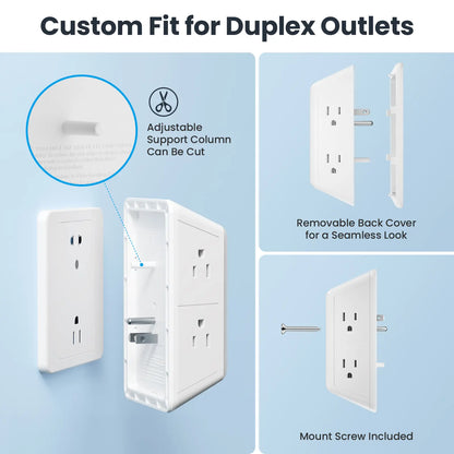 Multi Plug Outlet Surge Protector -Summervibes- POWSAF 5 Outlet Extender with 4 USB Ports(2 USB-C Fast Ports) and Night Light, 3-Sided Power Strip with Adapter Spaced Outlets - ETL Multiple Sockets Summerwins