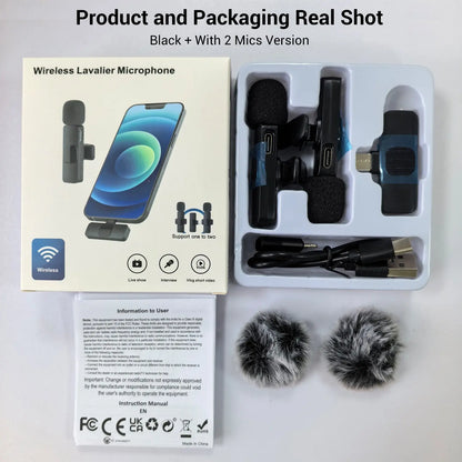 Wireless Mini Lavalier Microphone for Iphone, Ipad & Android, Noise-Cancelling Plug & Play Lapel Mic for Lightning, Usb-Rechargeable Microphone for Short-Video Platforms, Video Recording, Vlogs & Live Streaming, Noise Reduction Mic