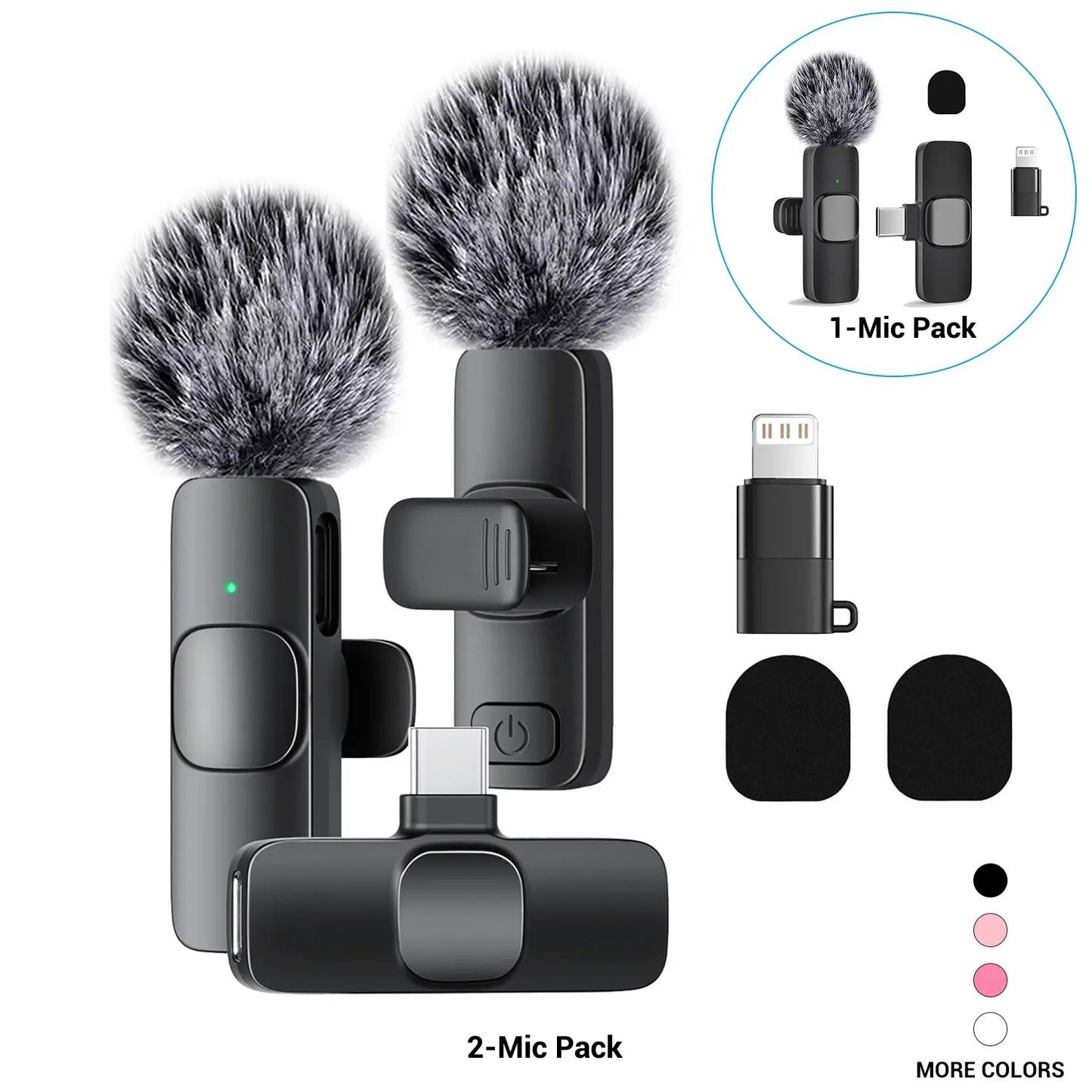 Wireless Mini Lavalier Microphone for Iphone, Ipad & Android, Noise-Cancelling Plug & Play Lapel Mic for Lightning, Usb-Rechargeable Microphone for Short-Video Platforms, Video Recording, Vlogs & Live Streaming, Noise Reduction Mic